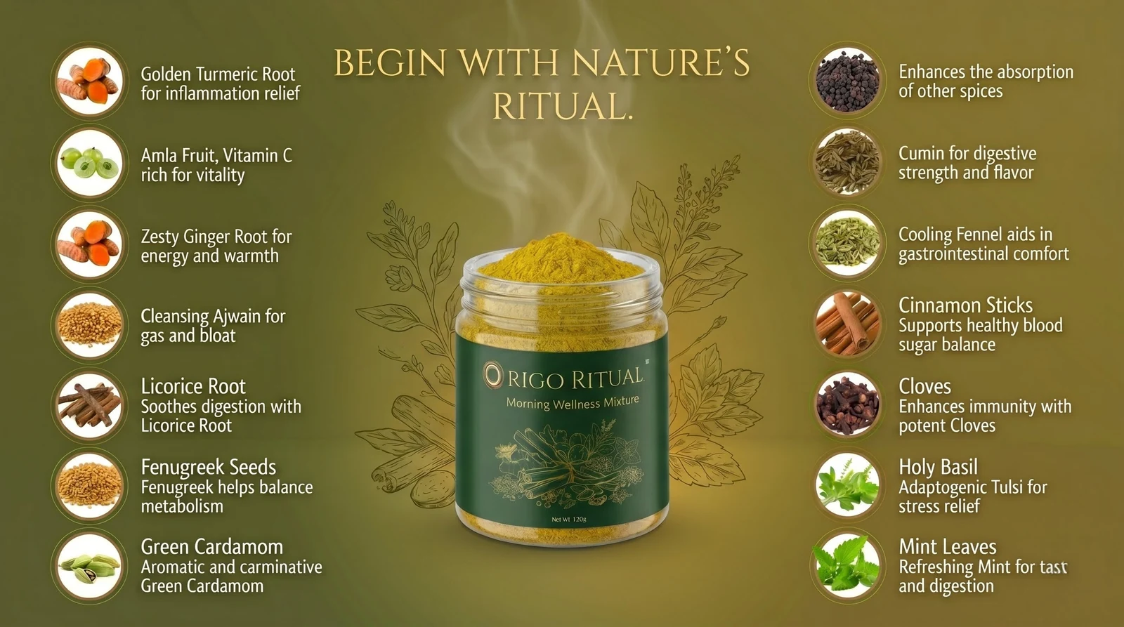 Origo Ritual ayurvedic morning wellness drink with haldi and dalchini – banner 2
