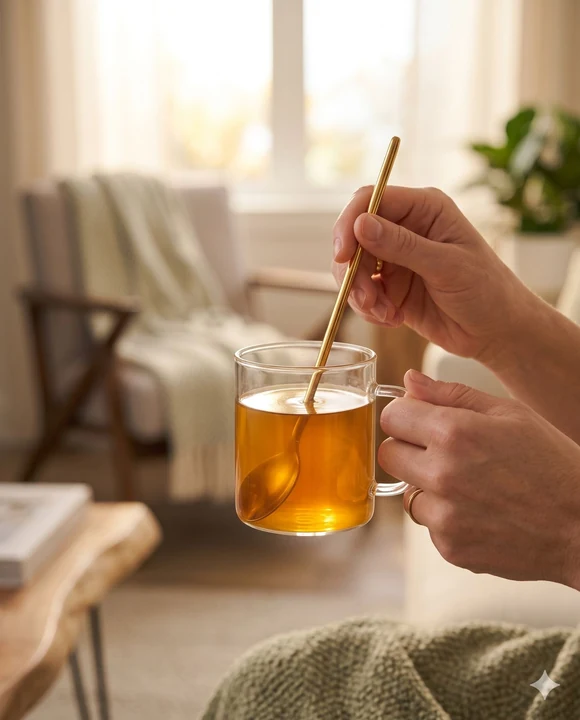 Step 4 of the Origo Ritual morning drink: Keep stirring while you enjoy your morning health benefits.